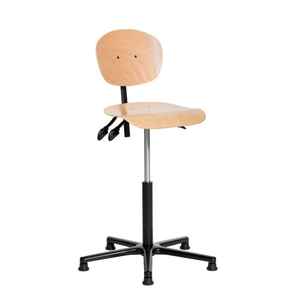 Chaise de travail SOFAME NATUR avec patins et repose-pieds, hauteur d'assise 53-79, piètement aluminium, W050050006
