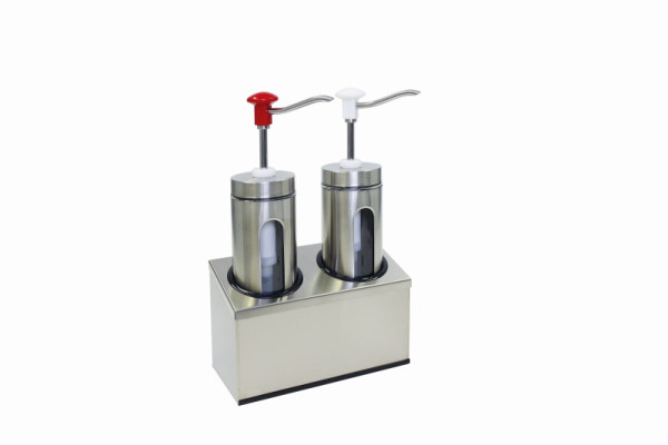 Distributeur doseur Schneider rond avec fenêtre de visualisation, contenu 2x2 litres, hauteur : 470 mm x Ø100 mm, 152431