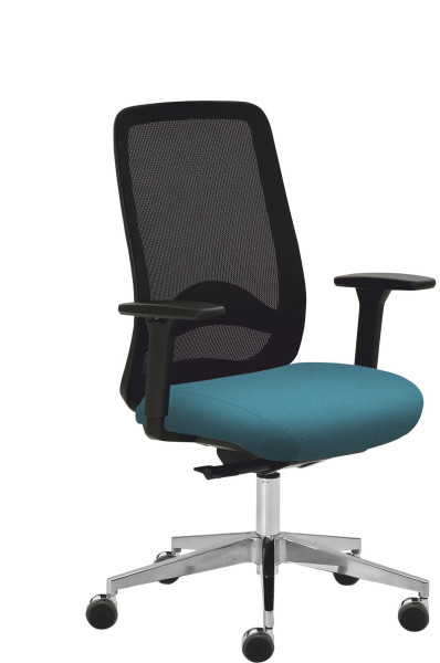Mayer Sitzmöbel chaise pivotante, accoudoirs 3D, réglage de la profondeur d'assise, piètement en aluminium avec roulettes robustes, turquoise, 2228_AV3D_SYM++_XXL_30616