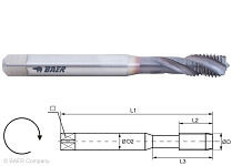 Taraud BAER HSSE-TiAlN - 40° RSP - UNF 3/8 x 24 - DIN 371 inox, 150605010