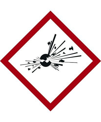 Panneau DENIOS GHS 01, symbole "bombe explosive", film, SK, 15 x 15 mm, paquet : 5 feuilles de 35 pièces, 285072
