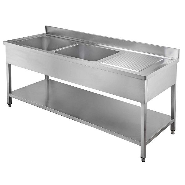 Évier Vaiotec EASYLINE 600 / 2 vasques à gauche et égouttoir L : 1600 mm, 10201