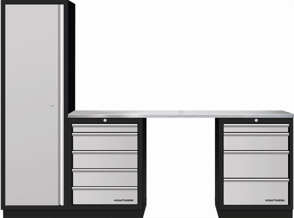 Kraftwerk Mobilio Combinaison 3 personnes, armoire haute, acier inoxydable, 3964K-H504IX