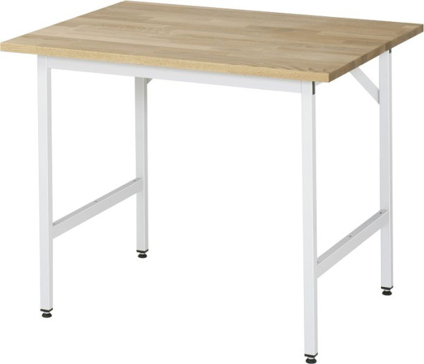 Table de travail RAU série Jerry (3030) - plateau en hêtre massif réglable en hauteur, 1000x800-850x800 mm, 06-500B80-10.12