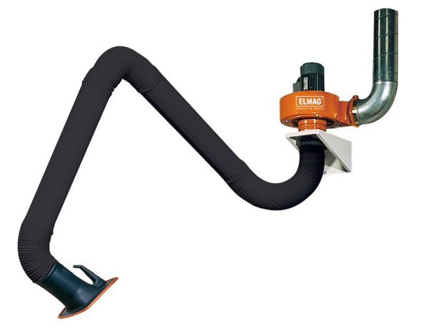 Kit d'évacuation d'air ELMAG avec bras d'extraction 3 m en version tube, longueur : 3 m, Ø 150 mm (sans filtre) ventilateur 2 000 m³/h 0,75 kW 3x400 V (Type 79 503 201), 57530