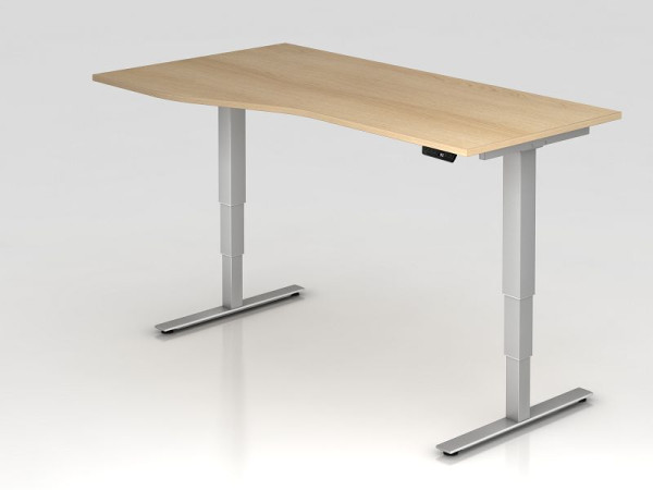 Bureau assis-debout électrique Hammerbacher 180x100/80cm chêne, forme libre, montable à gauche ou à droite, VXDSM18/E/S