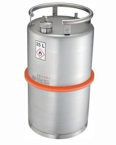 Conteneur de transport DENIOS en acier inoxydable, avec bouchon à vis, volume de 25 litres, 117-357