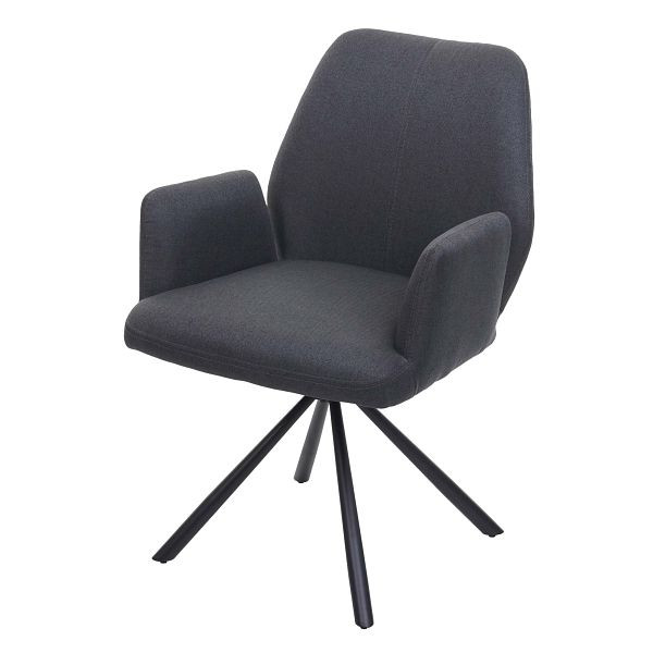 Chaise de salle à manger Mendler HWC-H71, chaise de cuisine, fauteuil, tissu/acier textile, gris foncé, 73936