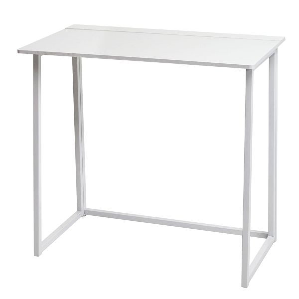 Bureau Mendler HWC-K67 pliable, table console, table pliante, table pour ordinateur portable, table de rangement, 80x45cm, métal MDF, blanc, 96752