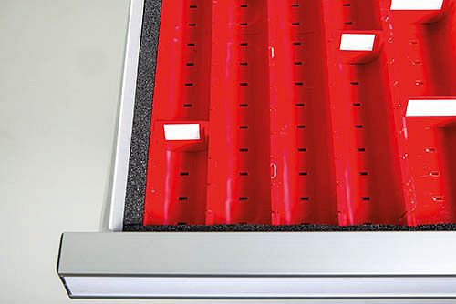 Bandes d'écartement Bedrunka+Hirth pour panneaux de goulotte, R 18-24, dimensions de tiroir utiles 450 x 600 mm, 50 500.MP