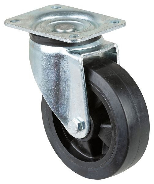 Roulette robuste BS Wheels, largeur de roue 50 mm, Ø roue 160 mm, capacité de charge 250 kg, bandages élastiques noirs, corps de roue en plastique, roulement à rouleaux, L600.B60.160