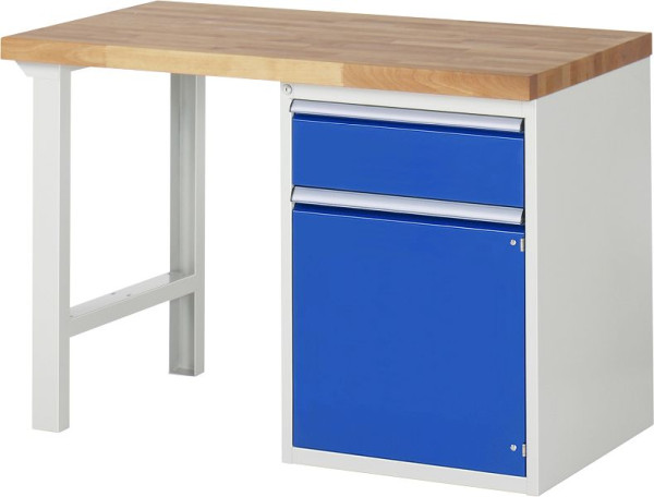 Établi RAU série 7000 - conception modulaire, conteneur de sous-structure (1x tiroir, 1x porte battante), 1250x840x700 mm, 03-7502A1-127B4S.11