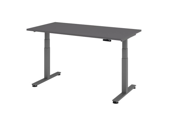 Bureau assis-debout électrique Hammerbacher 160x80cm graphite, hauteur de travail 63,5-128,5 cm, VXDSM16/G/G