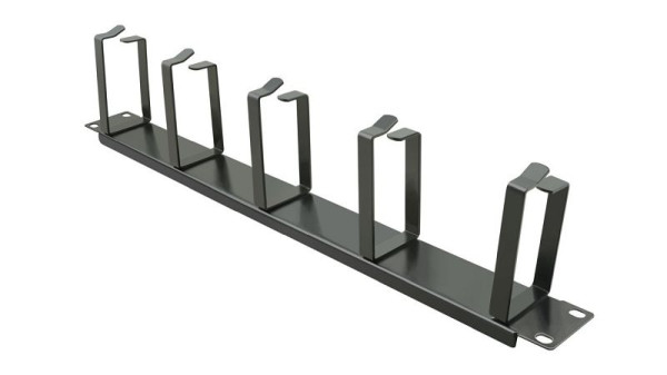Panneau de brassage Helos 19" avec 5 supports métalliques, 1 HE, panneau de brassage, noir, 307543