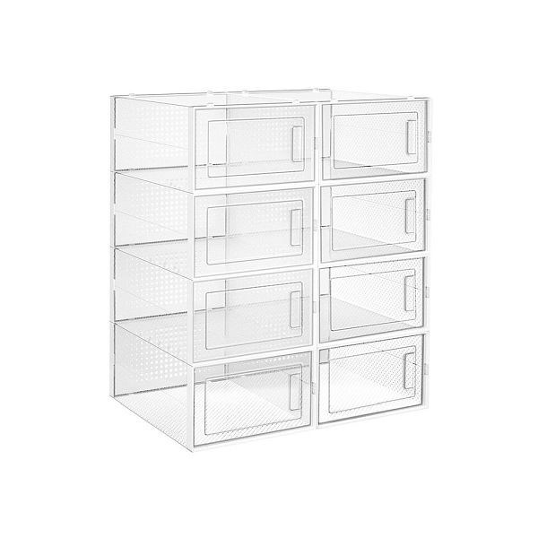 SONGMICS Boîtes à chaussures pliables, lot de 8, transparent, 33,3x23x14 cm, LSP08SWT
