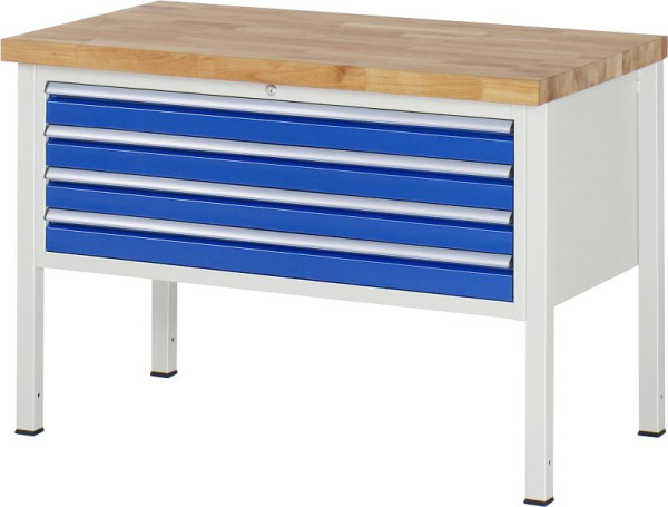 Établi RAU série 8000 - modèle 8333, L1250 x P700 x H840-1040 mm, base système L1235 x P650 x H800-1000 mm, 03-8333A2-127B4H.11