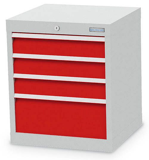 Armoire à tiroirs Bedrunka+Hirth, R 18-16, nombre de tiroirs : 4, dimensions en mm (LxPxH) : 530 x 500 x 619, hauteur des panneaux en mm : 3x100, 1x200, 46 301