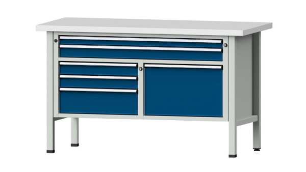 Établis ANKE Établi en caisson, modèle 257 V, 1500 x 700 x 890 mm, RAL 7035/5010, KSP 40 mm, 304.117
