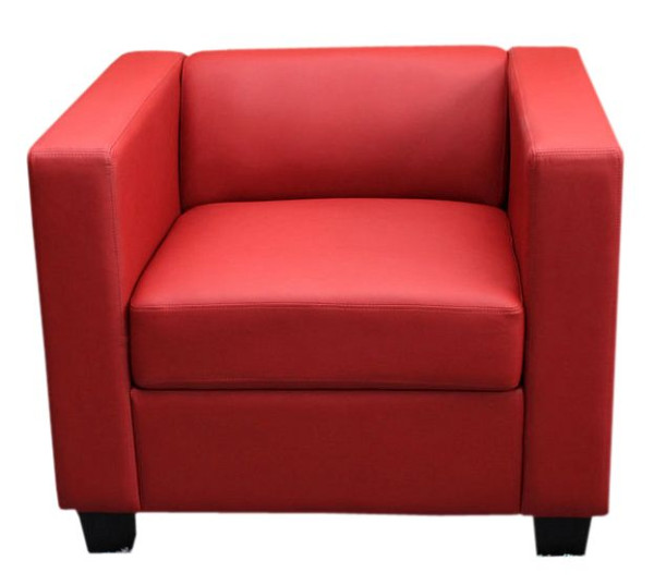 Fauteuil Mendler chaise longue Lille, simili cuir, rouge, 14204+14242
