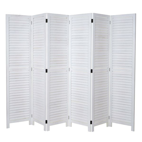 Mendler Paravent HWC-C30, écran de confidentialité pour cloison de séparation, look vintage shabby, 170x243cm, blanc, 62640