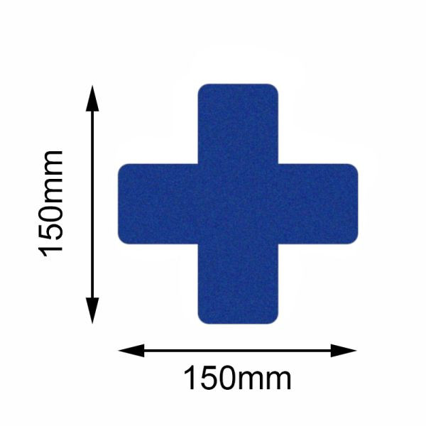 Marqueur de sol Mehlhose Croix bleue de sécurité 150x150mm, UE: 10 pièces, KSBX1V10