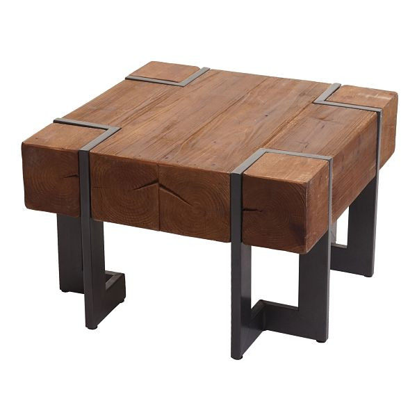 Table basse Mendler HWC-A15, table de salon, bois de sapin massif rustique, marron 60x60cm, 75684