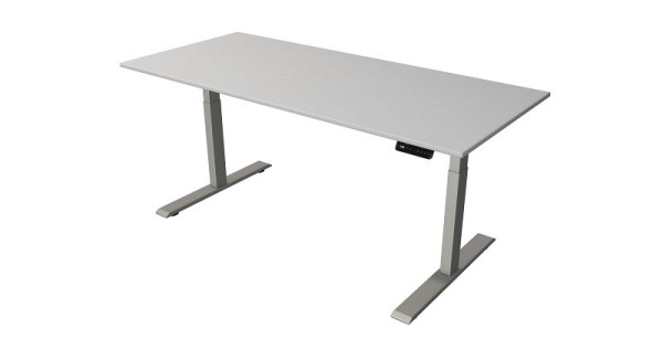 Kerkmann table debout/assise L 1800 x P 800 mm, argent, réglable en hauteur électriquement de 630 à 1270 mm, gris clair/argent, 10276711