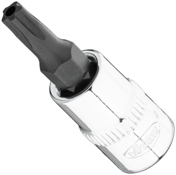 Embout de tournevis VIGOR T-Plus, carré 6,3 mm (1/4 pouce), profil interne 5 étoiles avec tenon, T25+H, V7037-IPR25