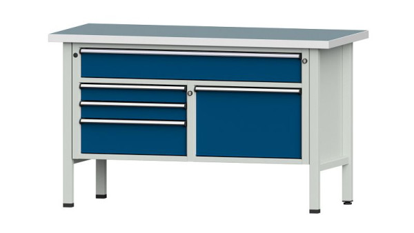 Établis ANKE Établi en caisson, modèle 256 V, 1500 x 700 x 890 mm, RAL 7035/5010, UBP 40 mm, 304.105
