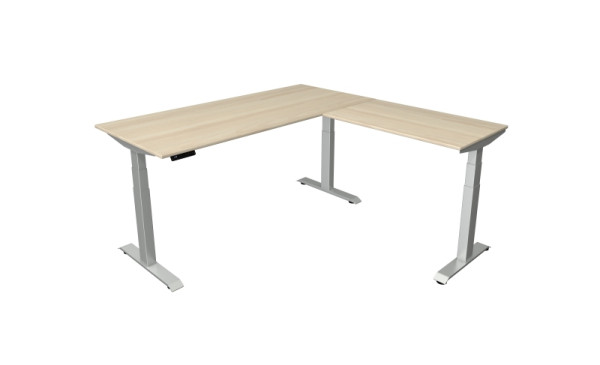 Table assis/debout Kerkmann L 1800 x P 800 mm avec élément rapporté 1000 x 600 mm, réglable en hauteur électriquement de 640 à 1290 mm, érable, 10043150