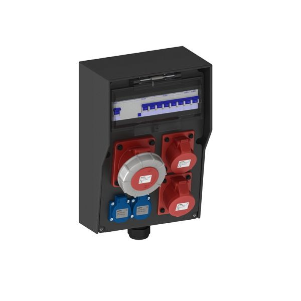 ELSPRO Vollgummi-Wandverteiler TRIER, 1 CEE 400 V 63 A, 1 CEE 400 V 32 A, 1 CEE 400 V 16 A, 2 Schuko, 2858601