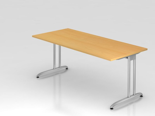Bureau Hammerbacher pied C 180x80cm hêtre, chemin de câbles horizontal, hauteur de travail 72 cm, VBS19/6/S