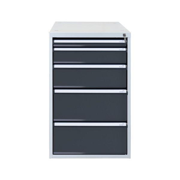 Caisson à tiroirs ADB avec cinq tiroirs, dimensions extérieures du corps HxLxP : 800x535x700 mm, corps : gris anthracite, 51515