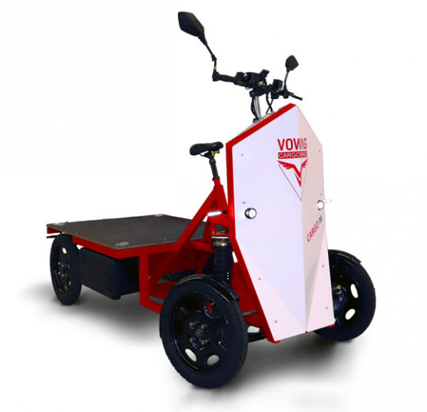 Vélo cargo VOWAG CARGO M 2.0, cadre noir, bâche avant blanche avec kit StVZO, type 111 / 2.0 / 3 / 2