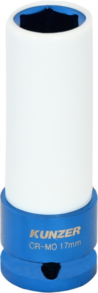Kunzer Insert pour écrou de roue à percussion 1/2", 17 mm, longueur 85 mm (bleu), 812RK17