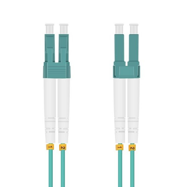 Câble patch fibre optique Helos LC/LC Duplex50/125µm OM3 aqua 5.0m, 115720