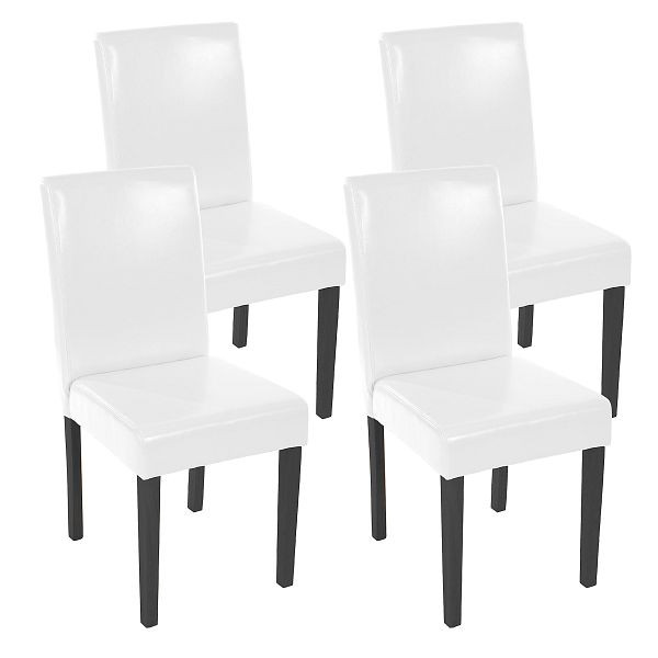 Mendler ensemble de 4 chaises de salle à manger chaise chaise de cuisine Littau, cuir, pieds blancs foncés, 28637
