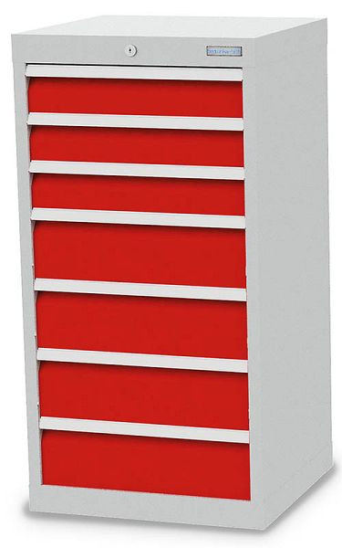 Armoire à tiroirs Bedrunka+Hirth, profondeur 500 mm, R 18-16, nombre de tiroirs : 7, 530 x 500 x 1019 mm, 7 x tiroirs (3x 100VA, 4x 150VA), 40.340-75