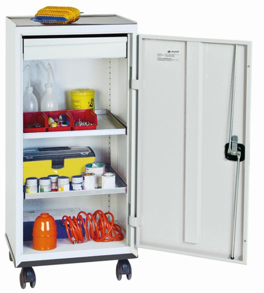 armoire à outils et matériaux contondants série 2000, 7035/7035, 1 tiroir, 2 étagères, fond roulant, 2093107