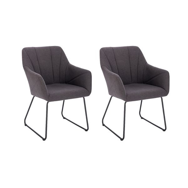 HOME DELUXE lot de 2 chaises avec accoudoirs PAKU – tissu anthracite, 50880