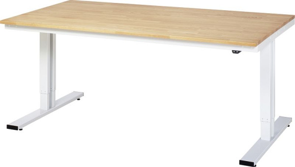 Table de travail RAU série adlatus 300 (réglable électriquement en hauteur), plateau en hêtre massif, 2 colonnes élévatrices, 2000x720-1120x1000 mm, 08-WT-200-100-B