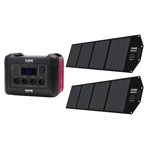 Groupe électrogène solaire portable ELMAG ENERGY 2400 + SOLAR 220 DUO, 00404