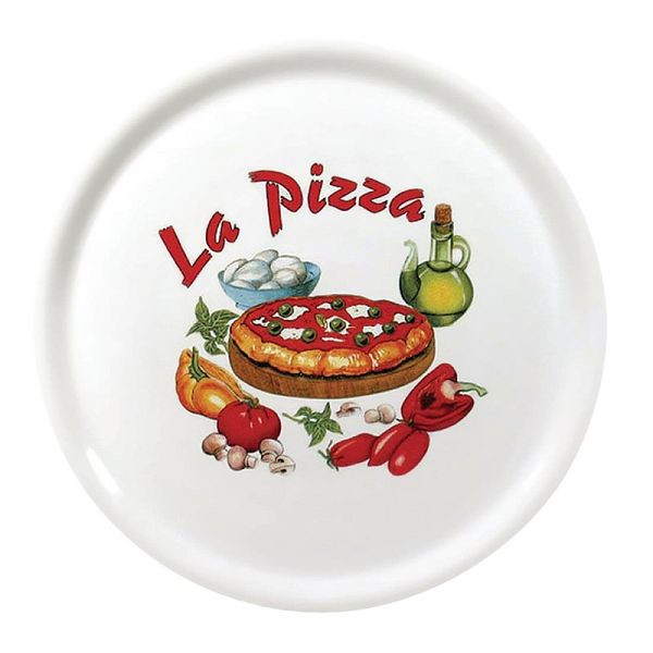 Assiette à pizza en porcelaine Saturnia 31cm avec décor "La Pizza", DJ957