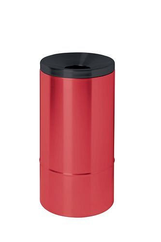 DENIOS Corbeille à papier auto-extinguible, 50 litres, acier, rouge avec couvercle noir, 172-152