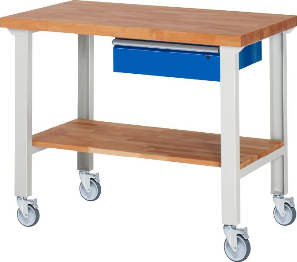 Etabli mobile RAU 7001A7, 1250x700x1000mm, 4 roulettes pivotantes, 05-7001A7-127B4S4.11