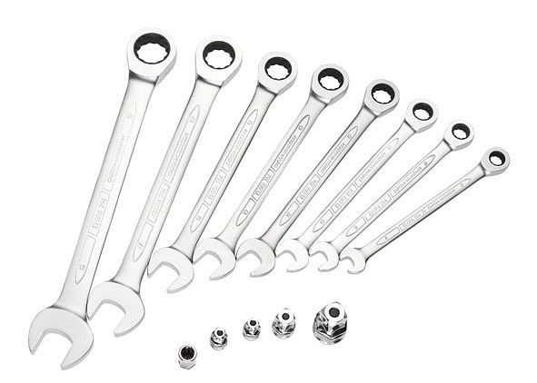 Clé mixte ELORA avec clé à cliquet à anneau, 8 pièces, ELORA 204-S8M, 0204500081000