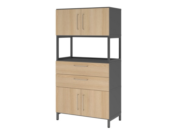 Armoire combinée Hammerbacher, 4OH, base, graphite/chêne, VFW48K7RU/G/E/BS