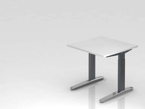 Bureau Hammerbacher pied C 80x80cm blanc/graphite (poli), forme rectangulaire, VXB08/W/GC