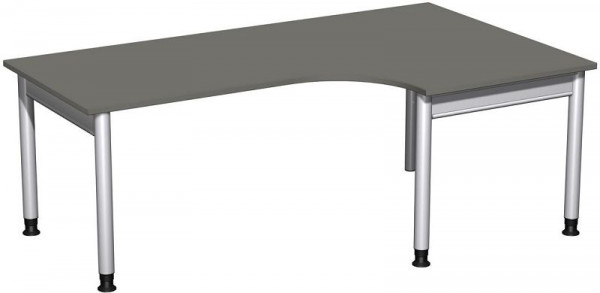 Bureau PC geramöbel droit, réglable en hauteur, 2000x1200x680-820, graphite/argent, N-657321-GS