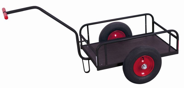 Chariot à bras VARIOfit sans paroi latérale, dimensions extérieures : 1 600 x 810 x 860 mm (LxPxH), jeu de roues : pneumatiques, zu-1291/AG